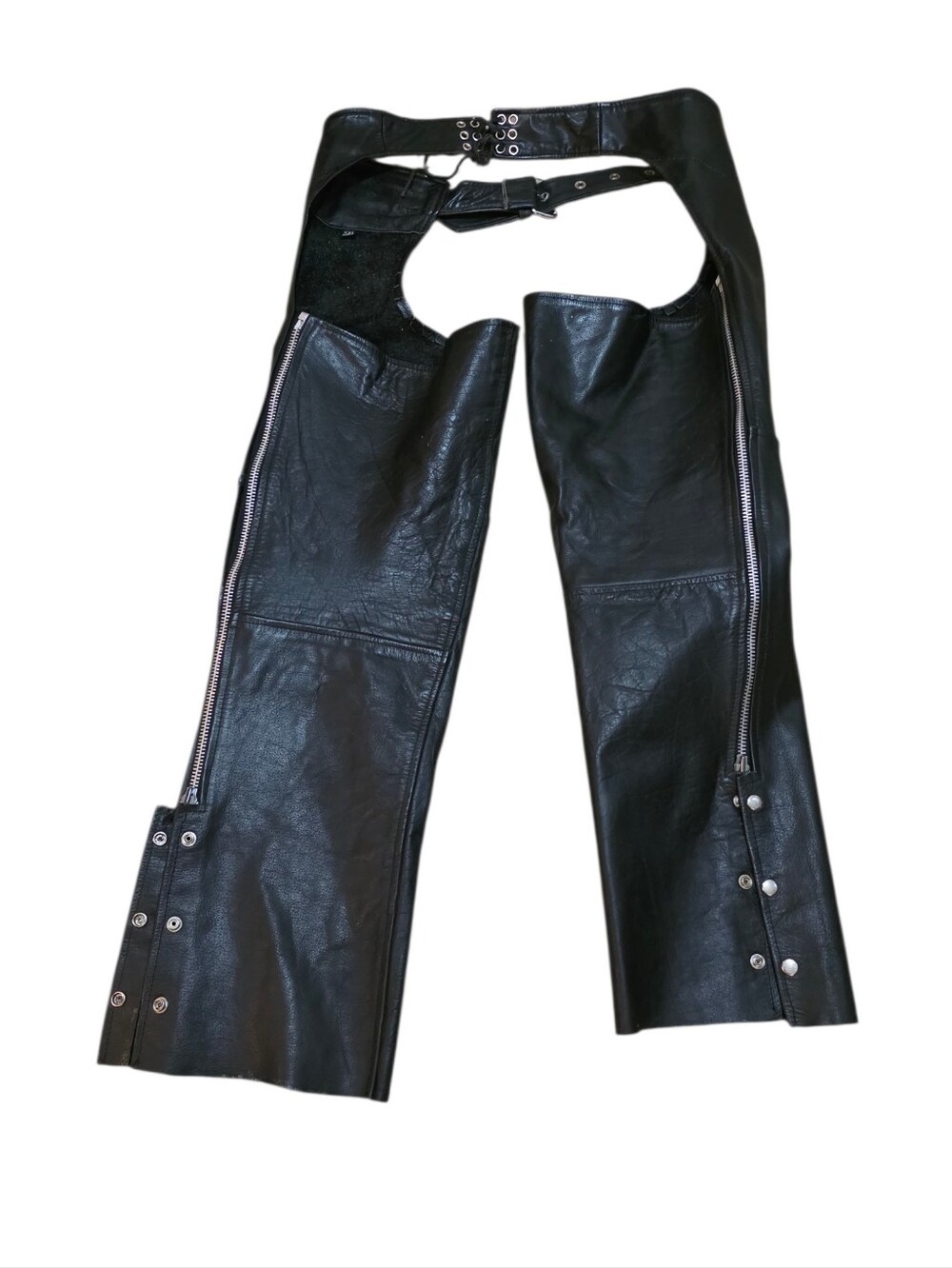 FMC Motorcycle Chaps Leather Black SZ XXL Read